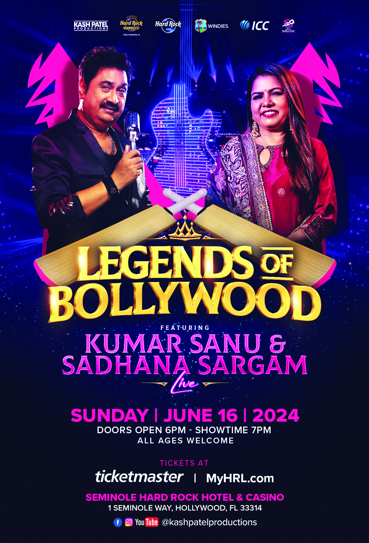 Legends of Bollywood: Kumar Sanu & Sadhana Sargam Live Cricket Word Cup Weekend